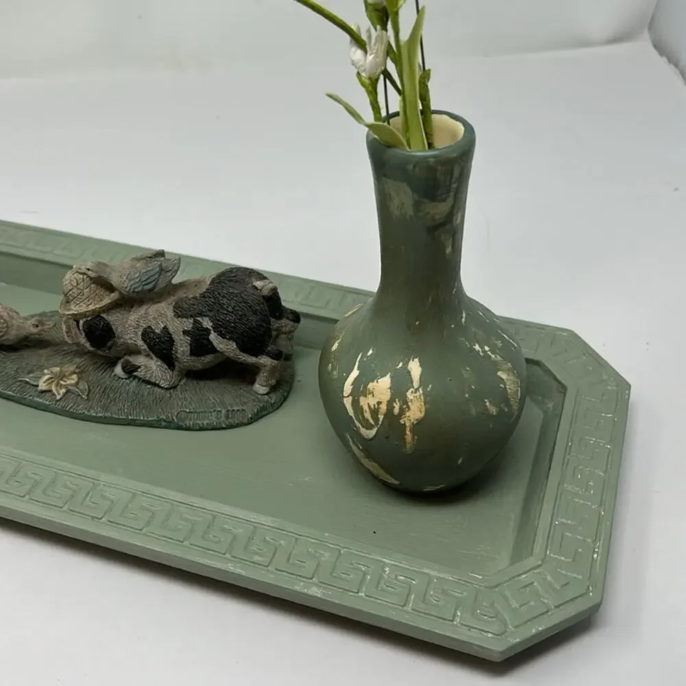 3 Piece Green Tray Farmhouse Vignette